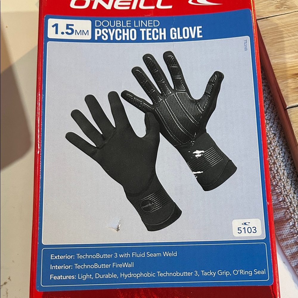 O'Neill Black Psycho Tech Gloves size small never used